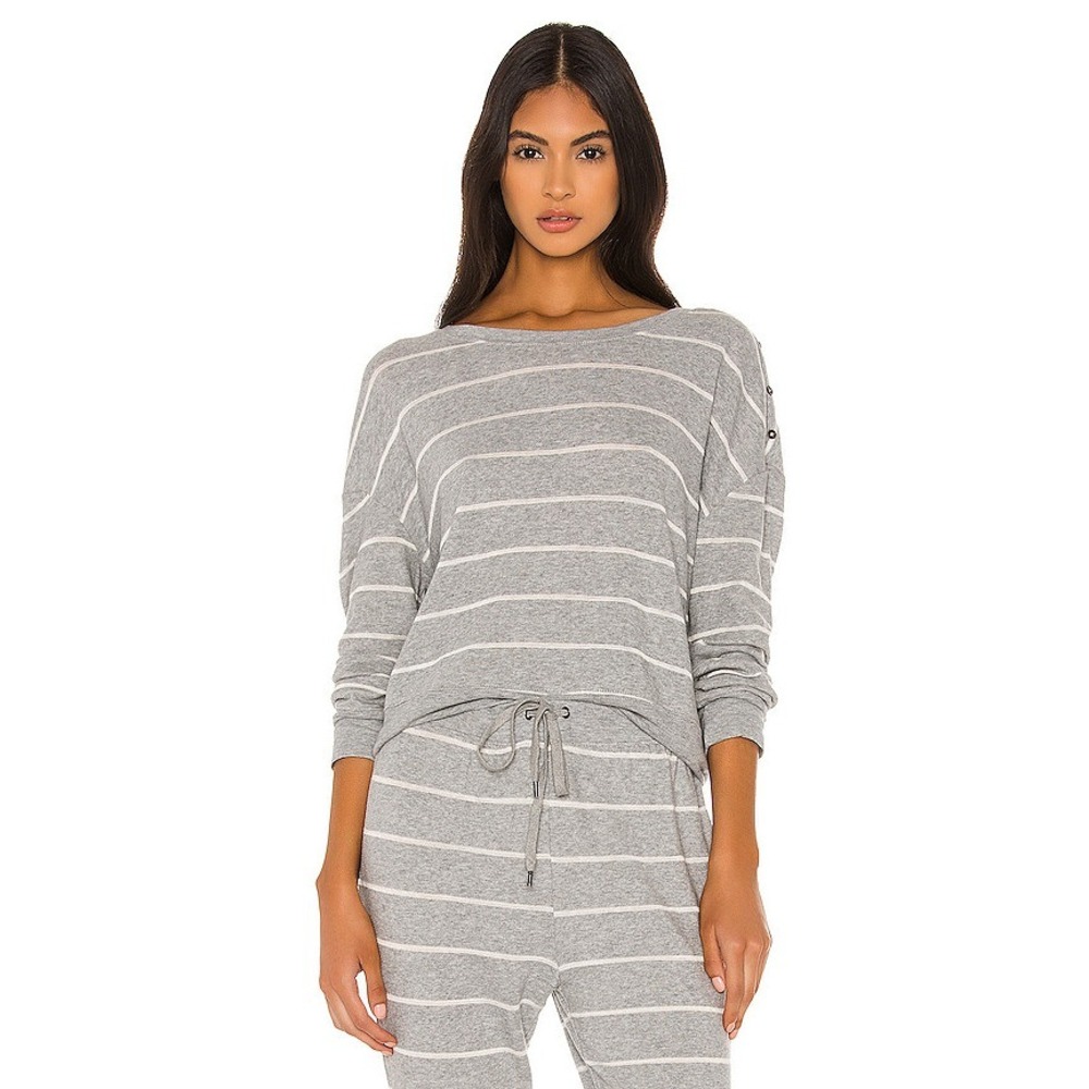 Splendid‎ Women's Stripe Shoulder Placket Pajama Sweater Top Size L